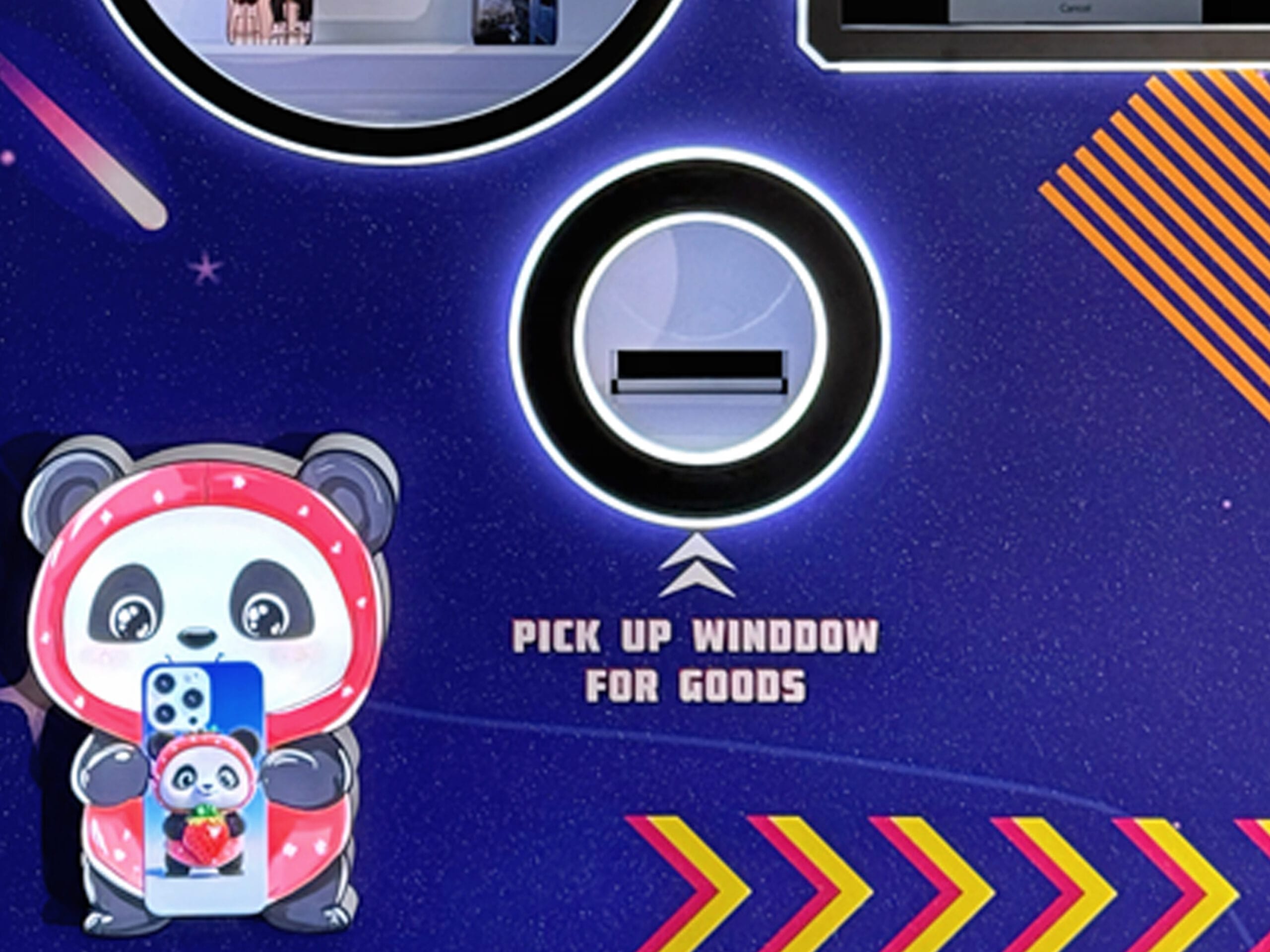Mobile phone case printing vending machine-pick-up port‘