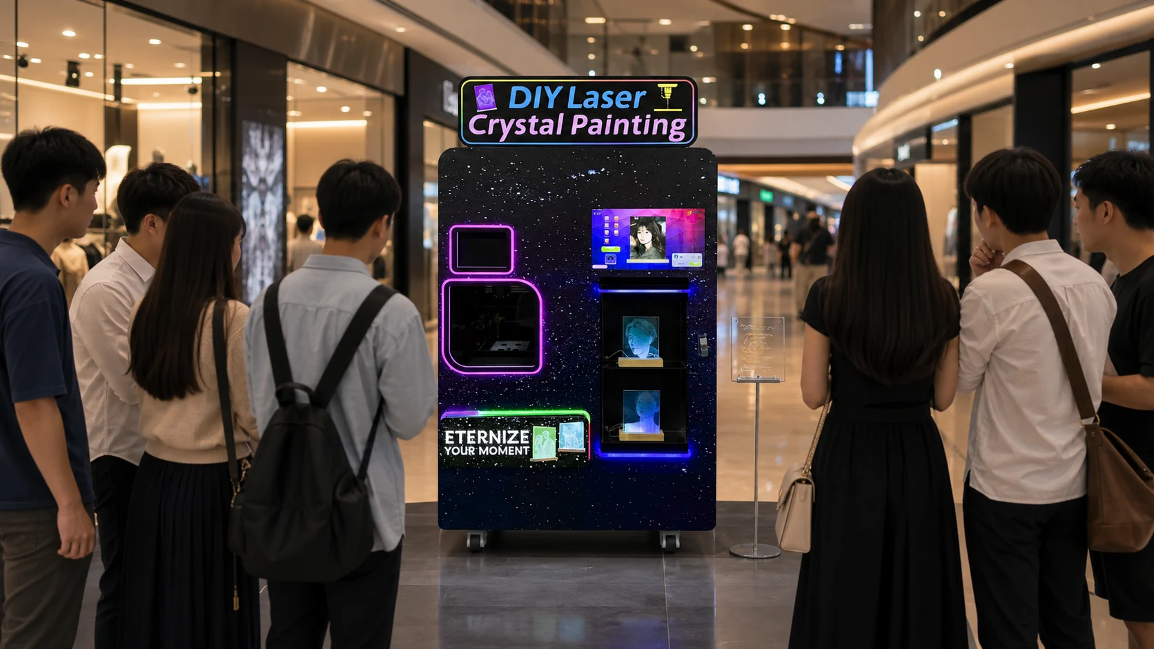 DK-320 2D surface engraving vending machine in a mall gift zone