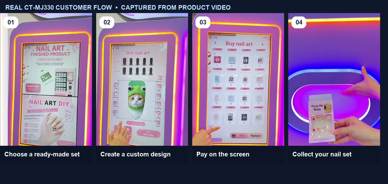 Real CT-MJ330 customer flow captured from the product video